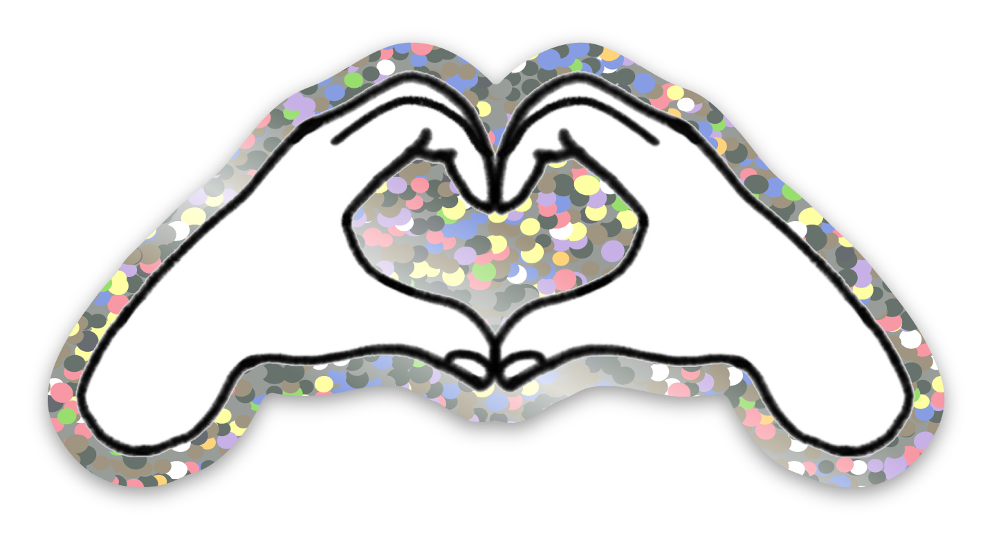 Hand Heart Glitter Sticker